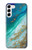 W3920 Abstract Ocean Blue Color Mixed Emerald Hard Case and Leather Flip Case For Samsung Galaxy S23 Plus