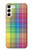 W3942 LGBTQ Rainbow Plaid Tartan Hard Case and Leather Flip Case For Samsung Galaxy S23 Plus