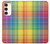 W3942 LGBTQ Rainbow Plaid Tartan Hard Case and Leather Flip Case For Samsung Galaxy S23 Plus