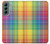 W3942 LGBTQ Rainbow Plaid Tartan Hard Case and Leather Flip Case For Samsung Galaxy S22 Plus