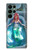 W3911 Cute Little Mermaid Aqua Spa Hard Case and Leather Flip Case For Samsung Galaxy S22 Ultra