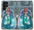 W3911 Cute Little Mermaid Aqua Spa Hard Case and Leather Flip Case For Samsung Galaxy S22 Ultra