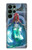 W3912 Cute Little Mermaid Aqua Spa Hard Case and Leather Flip Case For Samsung Galaxy S22 Ultra