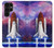 W3913 Colorful Nebula Space Shuttle Hard Case and Leather Flip Case For Samsung Galaxy S22 Ultra