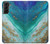 W3920 Abstract Ocean Blue Color Mixed Emerald Hard Case and Leather Flip Case For Samsung Galaxy S21 Plus 5G, Galaxy S21+ 5G