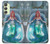 W3911 Cute Little Mermaid Aqua Spa Hard Case and Leather Flip Case For Samsung Galaxy A24 4G