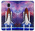 W3913 Colorful Nebula Space Shuttle Hard Case and Leather Flip Case For Samsung Galaxy J7 (2018), J7 Aero, J7 Top, J7 Aura, J7 Crown, J7 Refine, J7 Eon, J7 V 2nd Gen, J7 Star