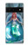 W3911 Cute Little Mermaid Aqua Spa Hard Case and Leather Flip Case For Google Pixel 6