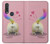 W3923 Cat Bottom Rainbow Tail Hard Case and Leather Flip Case For Motorola One Action (Moto P40 Power)