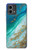 W3920 Abstract Ocean Blue Color Mixed Emerald Hard Case and Leather Flip Case For Motorola Moto G Stylus 5G (2023)