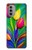 W3926 Colorful Tulip Oil Painting Hard Case and Leather Flip Case For Motorola Moto G51 5G