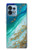 W3920 Abstract Ocean Blue Color Mixed Emerald Hard Case and Leather Flip Case For Motorola Edge+ (2023), X40, X40 Pro, Edge 40 Pro