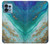 W3920 Abstract Ocean Blue Color Mixed Emerald Hard Case and Leather Flip Case For Motorola Edge+ (2023), X40, X40 Pro, Edge 40 Pro