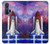 W3913 Colorful Nebula Space Shuttle Hard Case and Leather Flip Case For Motorola Edge+