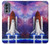 W3913 Colorful Nebula Space Shuttle Hard Case and Leather Flip Case For Motorola Moto G62 5G
