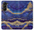 W3906 Navy Blue Purple Marble Hard Case For Samsung Galaxy Z Fold 5