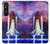 W3913 Colorful Nebula Space Shuttle Hard Case and Leather Flip Case For Sony Xperia 1 V