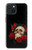 W3753 Dark Gothic Goth Skull Roses Hard Case and Leather Flip Case For iPhone 15