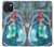 W3911 Cute Little Mermaid Aqua Spa Hard Case and Leather Flip Case For iPhone 15