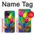 W3926 Colorful Tulip Oil Painting Hard Case and Leather Flip Case For iPhone 15
