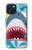 W3947 Shark Helicopter Cartoon Hard Case and Leather Flip Case For iPhone 15