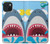 W3947 Shark Helicopter Cartoon Hard Case and Leather Flip Case For iPhone 15