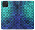 W3047 Green Mermaid Fish Scale Hard Case and Leather Flip Case For iPhone 15 Plus