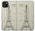 W3474 Eiffel Architectural Drawing Hard Case and Leather Flip Case For iPhone 15 Plus