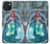 W3911 Cute Little Mermaid Aqua Spa Hard Case and Leather Flip Case For iPhone 15 Plus