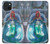 W3912 Cute Little Mermaid Aqua Spa Hard Case and Leather Flip Case For iPhone 15 Plus