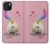 W3923 Cat Bottom Rainbow Tail Hard Case and Leather Flip Case For iPhone 15 Plus