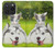 W3795 Kitten Cat Playful Siberian Husky Dog Paint Hard Case and Leather Flip Case For iPhone 15 Pro