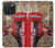 W3856 Vintage London British Hard Case and Leather Flip Case For iPhone 15 Pro