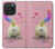W3923 Cat Bottom Rainbow Tail Hard Case and Leather Flip Case For iPhone 15 Pro