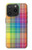 W3942 LGBTQ Rainbow Plaid Tartan Hard Case and Leather Flip Case For iPhone 15 Pro