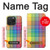 W3942 LGBTQ Rainbow Plaid Tartan Hard Case and Leather Flip Case For iPhone 15 Pro