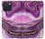 W3896 Purple Marble Gold Streaks Hard Case and Leather Flip Case For iPhone 15 Pro Max