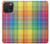 W3942 LGBTQ Rainbow Plaid Tartan Hard Case and Leather Flip Case For iPhone 15 Pro Max