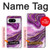 W3896 Purple Marble Gold Streaks Hard Case and Leather Flip Case For Google Pixel 8