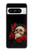 W3753 Dark Gothic Goth Skull Roses Hard Case and Leather Flip Case For Google Pixel 8 pro