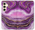 W3896 Purple Marble Gold Streaks Hard Case and Leather Flip Case For Samsung Galaxy S24