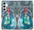 W3911 Cute Little Mermaid Aqua Spa Hard Case and Leather Flip Case For Samsung Galaxy S24 Plus