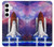 W3913 Colorful Nebula Space Shuttle Hard Case and Leather Flip Case For Samsung Galaxy S24 Plus