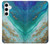 W3920 Abstract Ocean Blue Color Mixed Emerald Hard Case and Leather Flip Case For Samsung Galaxy S24 Plus