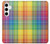 W3942 LGBTQ Rainbow Plaid Tartan Hard Case and Leather Flip Case For Samsung Galaxy S24 Plus