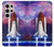 W3913 Colorful Nebula Space Shuttle Hard Case and Leather Flip Case For Samsung Galaxy S24 Ultra