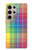 W3942 LGBTQ Rainbow Plaid Tartan Hard Case and Leather Flip Case For Samsung Galaxy S24 Ultra