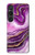 W3896 Purple Marble Gold Streaks Hard Case and Leather Flip Case For Sony Xperia 1 VI