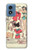 W3820 Vintage Cowgirl Fashion Paper Doll Hard Case and Leather Flip Case For Motorola Moto G Play 4G (2024)