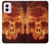 W3881 Fire Skull Hard Case and Leather Flip Case For Motorola Moto G Power 5G (2024)